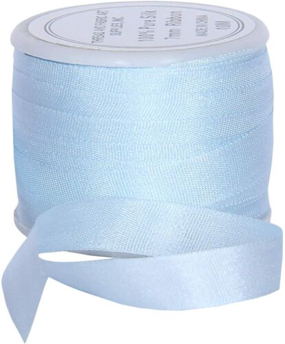 Threadart 100 % reines Seidenband - 7 mm hellblau - Nr. 600 - 10 Meter - Bild 1 von 7