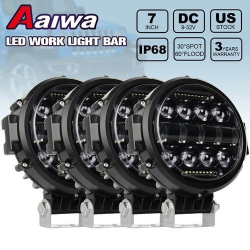 4pcs 7inch Round LED Work Light Bar DRL Combo Pods Offroad SUV Driving Lights - Picture 14 of 14