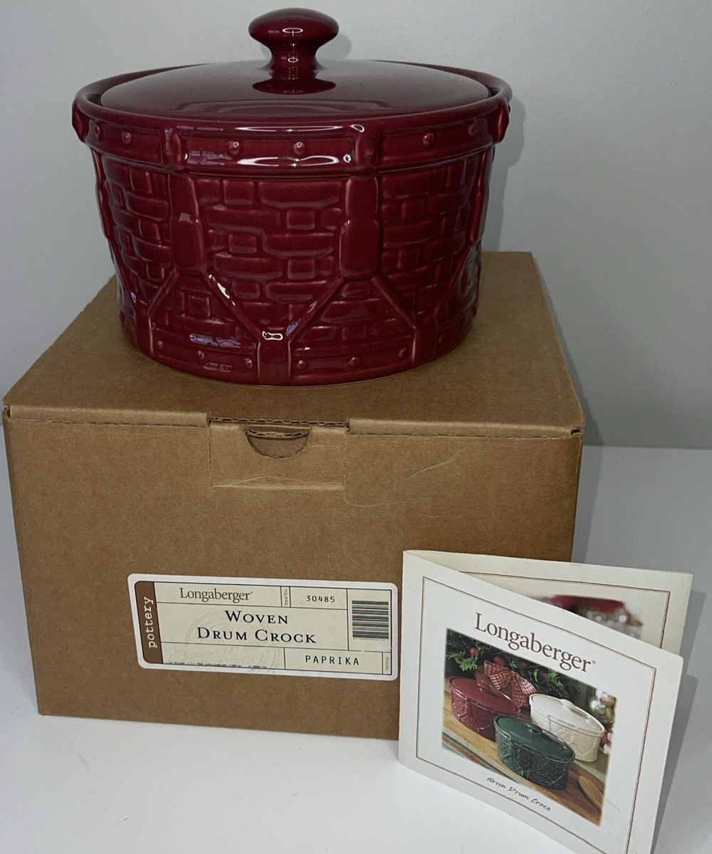 Longaberger Pottery Woven Traditions Drum Crock Lid Paprika
