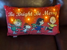 Peanuts Snoopy & Gang Christmas Light Up Decorative Throw Pillow 12”x 19” 
