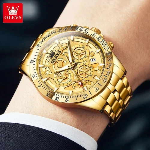 Waterproof Quartz Luminous OLEVS Business Luxury Men Watch Date Strap Gold Watch - Bild 7 von 25
