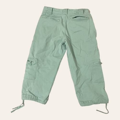 Dick Idol Womens Cargo Capris Hiking Outdoor Aqua Blue Cinch Hem Size 8 Reg Flaw - Picture 2 of 13
