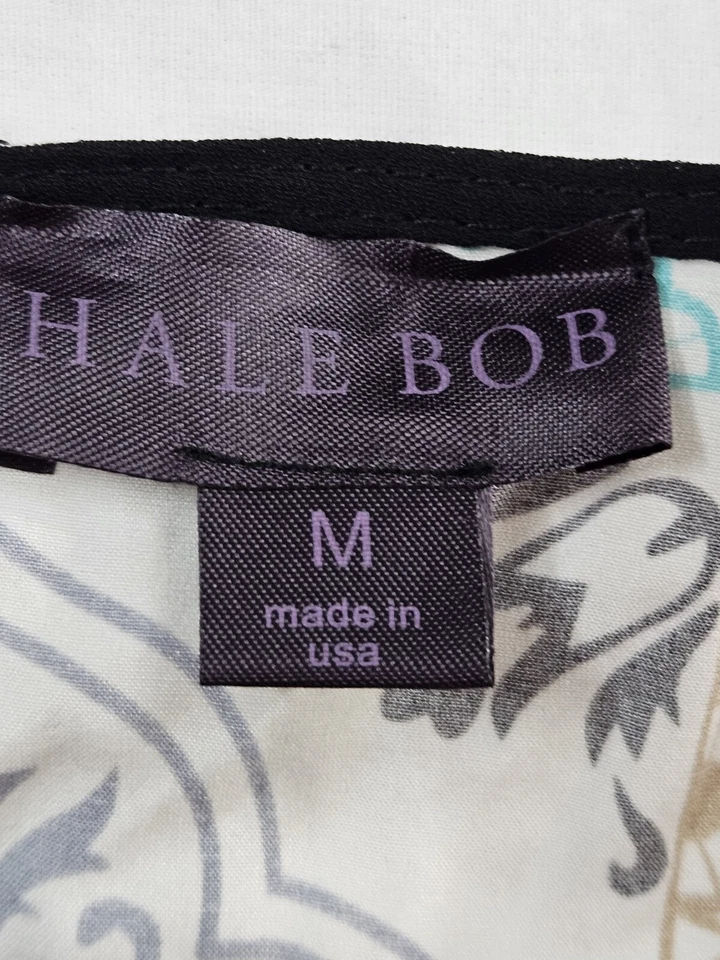 Платье Hale Bob женское размер средний белое шелковое ацтекское с передними карманами расклешенный рукав M - Изображение 3 из 4