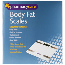 Pharmacy Care Body Fat Scales Shatter Resistant Glass Plate - 10 User Memory NEW