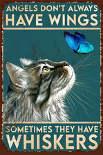 BGM Angels Don't Always Have Wings Sometimes They Have Whiskers GRY 3X5" -MAGNET