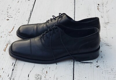 Bruno Magli Lance II Men Size 9 Black Leather dress shoes Oxfords Tie Up