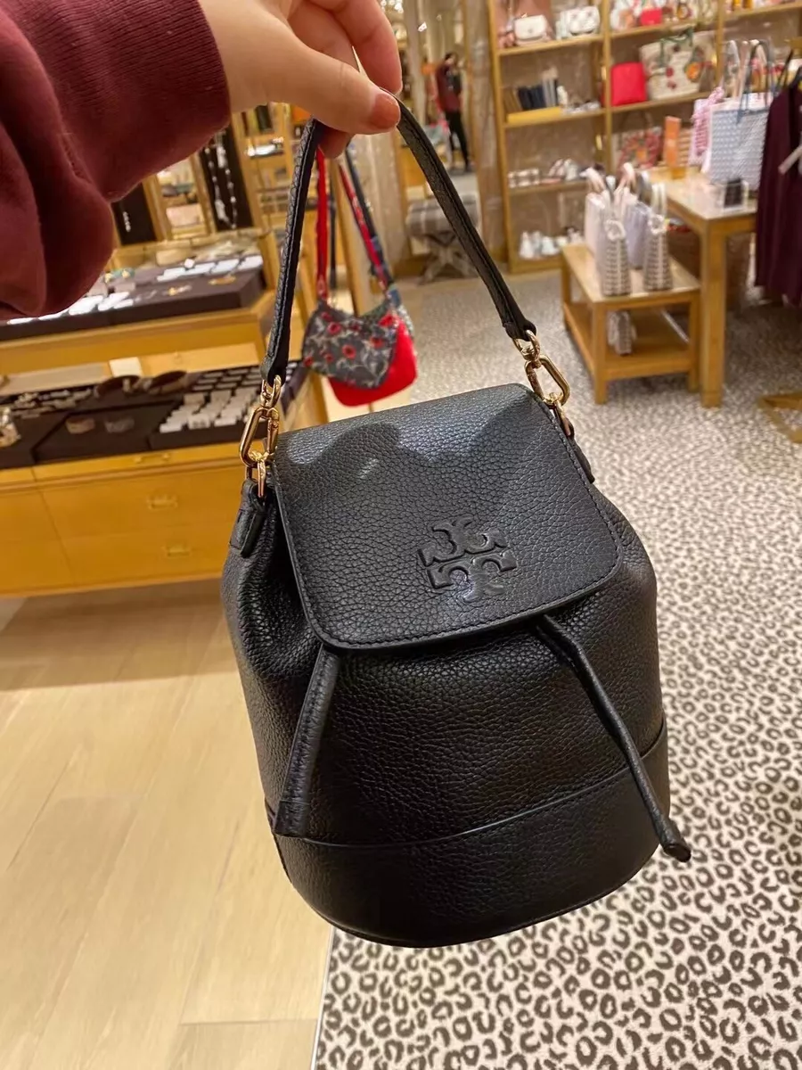 Tory burch thea mini backpack tassels pebbled leather black