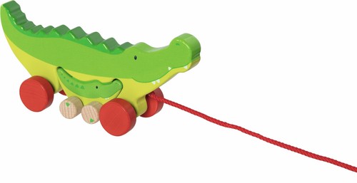 Ziehtier KROKODILE Cosmo & Croki Alligator Nachziehtier Nachziehspielzeug Holz - Bild 2 von 2
