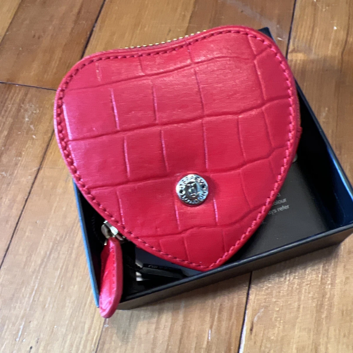 Osprey London Red Leather Heart Coin Purse❤️Red❤️Purse New in Gift Box