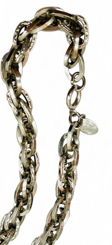 Vintage Signed Park Lane Silver Tone Faux Turquoise & Glass Rhinestone Necklace - Picture 6 of 13