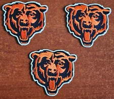 Chicago Bears Three 3" Iron On Embroidered Patches FREE Shipping!!