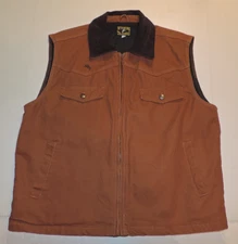 MEN'S XL WYOMING TRADERS BROWN COTTON CANVAS CONCEALED CARRY ZIPPERED VEST
