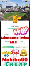 Pokémon Go - Shiny Pikachu Minnesota Twins Baseball Background MLB - Trade P'TC