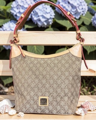 Dooney Bourke Brown Beige Maritime Hobo Bag Rope Nautical Vacchetta Leather