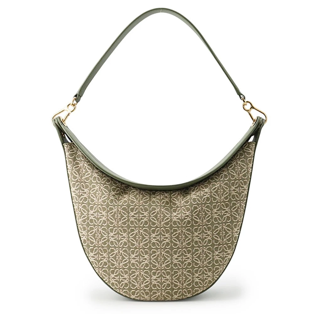 Loewe — LOEWE Luna Anagram One Shoulder Bag Jacquard/Leather Khaki A923PL9X01
