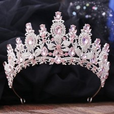 Baroque Luxury Water Drop Flower Crystal Opal Tiara Party Crown Hair Accessories