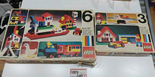 Vintage 1970s Basic Lego Sets 6 & 3 Bundle. Loft Find Unchecked. Used Condition