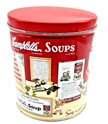 Vintage Campbell s Soup Tin Canister 1995 Kitchen Storage Cookie Jar Retro Red