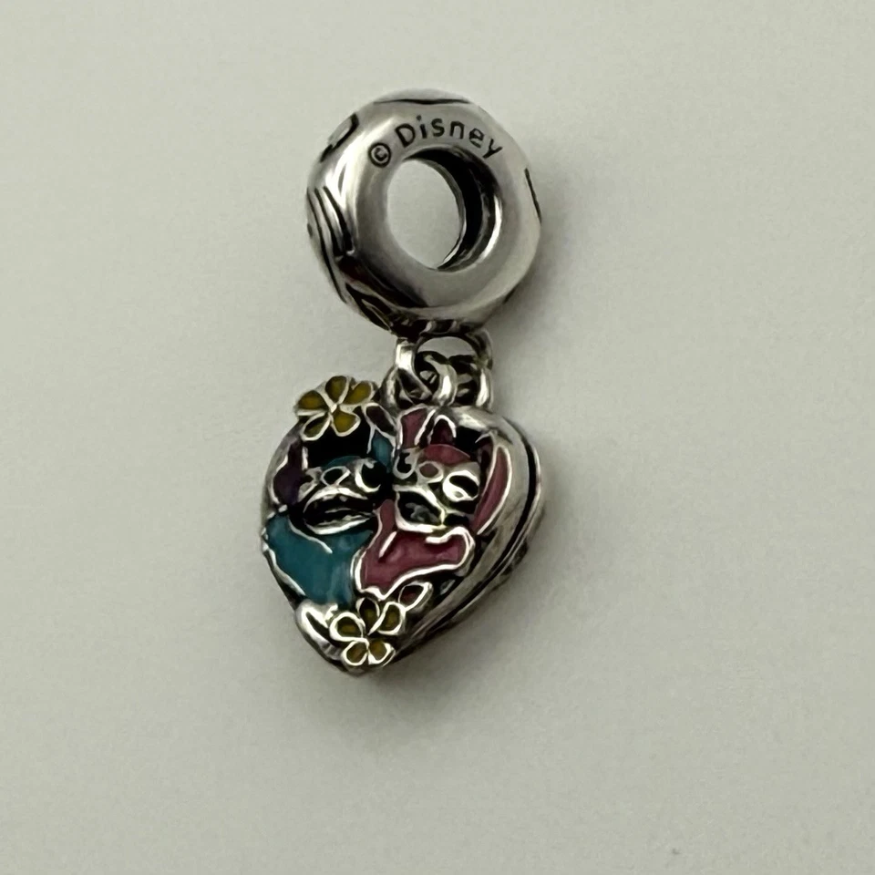 Pandora Disney Lilo & Stitch Ohana Heart Dangle Charm 925 Silver Gift Family - Image 4 of 4