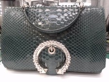 JIMMY CHOO Madeline Tophandle Dusk Python - Dark Green EZ9002461