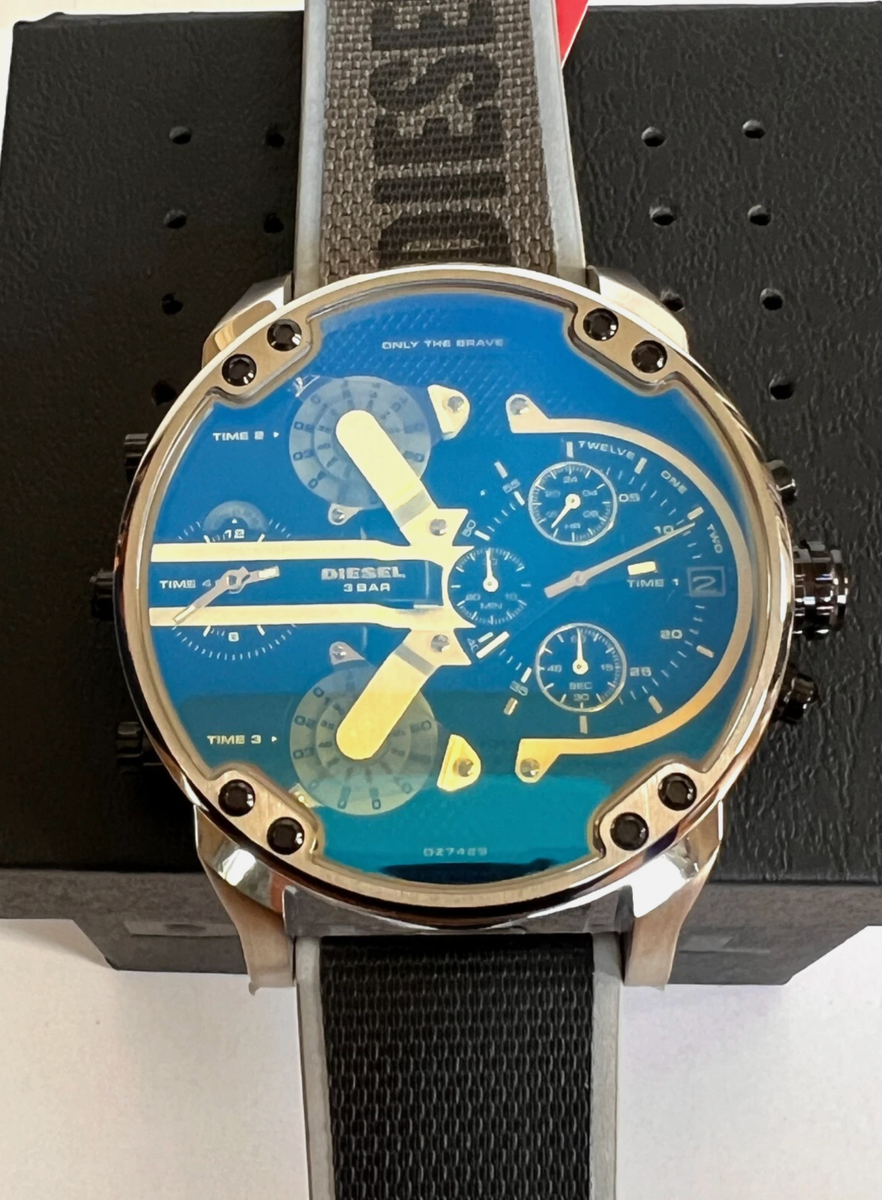 DIESEL DZ7429 Mr. Daddy 2.0 Silver S/Steel Case with Gray Nylon