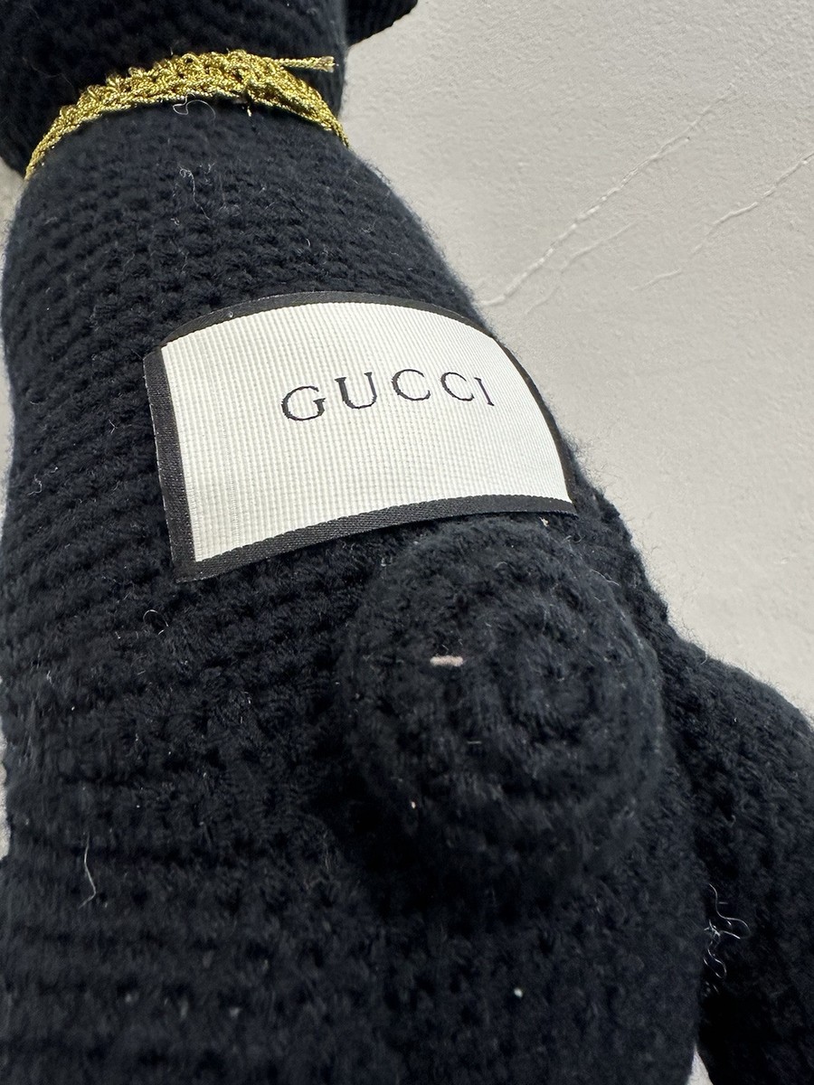 Gucci GG Dog Stuffed Crochet Plush Black and White Rare Authentic