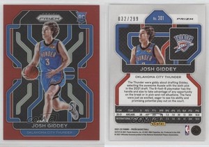 2021-22 Panini Prizm Red Prizm /299 Josh Giddey #301 Rookie RC