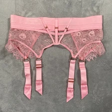 Honey Birdette Belinda Garter Belt Medium Pink Lace Suspender Femme Lingerie 