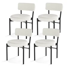 Dining Chair Set of 4 w/Curved Backrest Padded Seat & Metal Legs for Dining Room