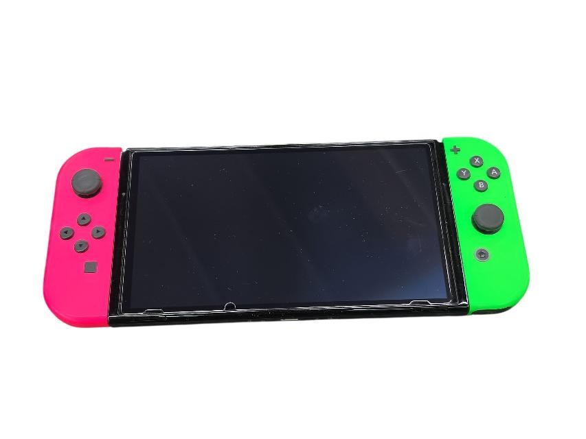 Nintendo Switch Oled Heg-001 Pink/Green Controllers! Console Only! (AZP029720)