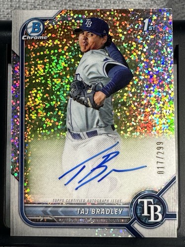 🔥Taj Bradley 2022 1st Bowman Chrome AUTO Speckle Ref/299 Twins Ace🔥