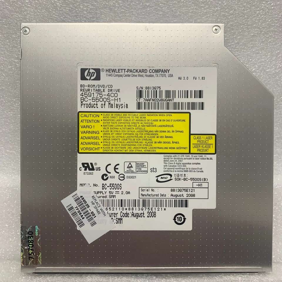HP BC-5500S Internal Laptop SATA Blu-Ray BD-RE / DVD Writer 486525-001 45975-4C0 - Image 2 of 4