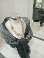 STOLA Argento Scuro coprispalle FOULARD scialle elegante Organza