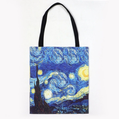Van Gogh Serie Leinwand Tasche Ölgemälde Sternennacht Sonnenblume Aprikose Blume Co