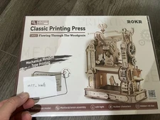 ROKR 3D DIY Wooden Puzzle Printing Press Mechanical Model Kit Kids Toy Xmas Gift