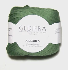 LOT of 10 balls of Gedifra ARBOREA 100% Cotton Tape knitting yarn #2210 GRASS