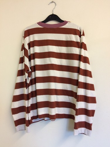 NEXT Tan & Cream Striped Long Sleeve Cotton Top Round Neck - Size 16 - Great! - Picture 3 of 4