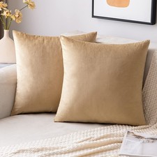 Pack of 2 Velvet Throw Pillow Covers Decorative Square Pillowcase Soft Solid ...