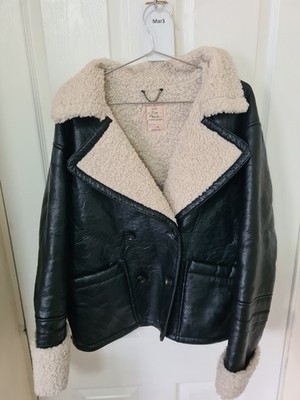 Free People Jacke Kaja Vegan Leather Bonded Peacoat Schwarz Größe XS UVP 258£