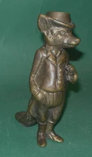Vintage 1920s Bronze Huntsman Fox Sculpture Anthropomorphic Figurine Rare