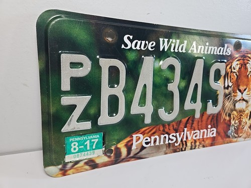 Targa PA Save Wild Animals PZ-B434S Pennsylvania Tiger - Foto 2 di 4