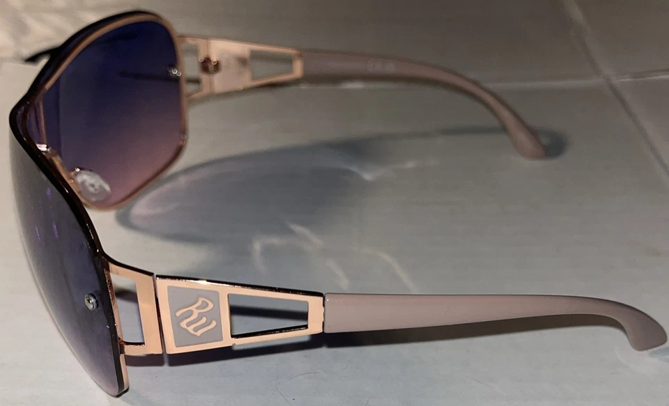 Gafas de sol ROCAWEAR Shield R3281-marcos dorados rosa templos desnudos lentes púrpuras Foto 4 de 4