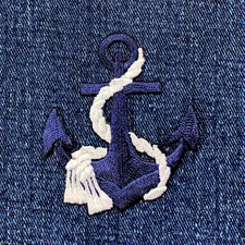 Anchor Applique Patch - Navy Embroidered Nautical & Sailing Badge 2.5" (Iron On)