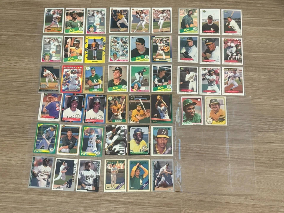 Lote de tarjetas de béisbol de colección del equipo de atletismo de Oakland MLB estrellas a granel insertos de novatos Foto 3 de 4