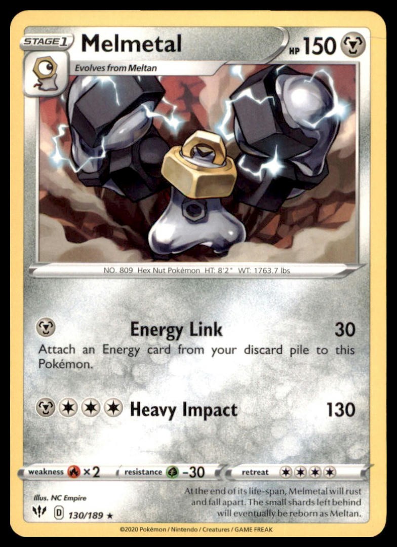 Pokemon - Melmetal SWSH03: Darkness Ablaze #130/189 - Rare - NM