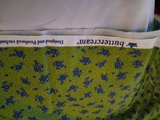 Buttercream by Joann Cotton Quilting Fabric Tiny Blue Flowers on Green 1/2 Yard