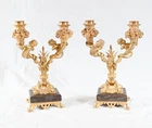 Pair Rococo Candelabras Gilt Cherub Candlesticks