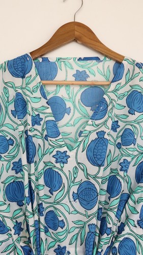 Maxi vestido caftán de playa largo 100 % algodón vintage indio talla única... - Imagen 6 de 8