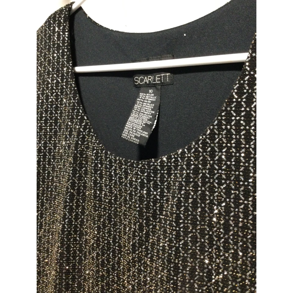 Maxi Vestido Scarlett Mujer Lentejuelas Doradas Negro Formal Fiesta Talla 10 Noche Foto 3 de 4