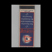 Matchbook Cover Ship Line Bull Lines Bull Insular Line Baltimore Insular Line
